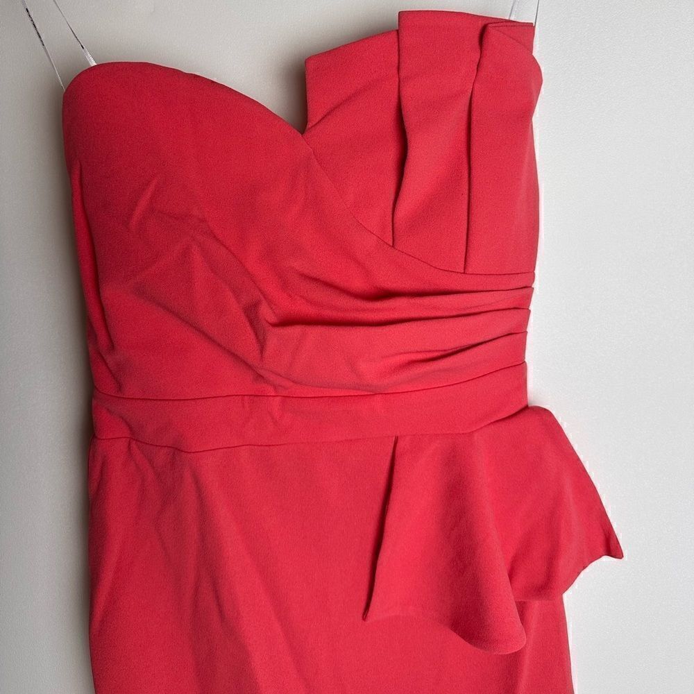 Coral pleated tube top dress - Picture 9 of 11